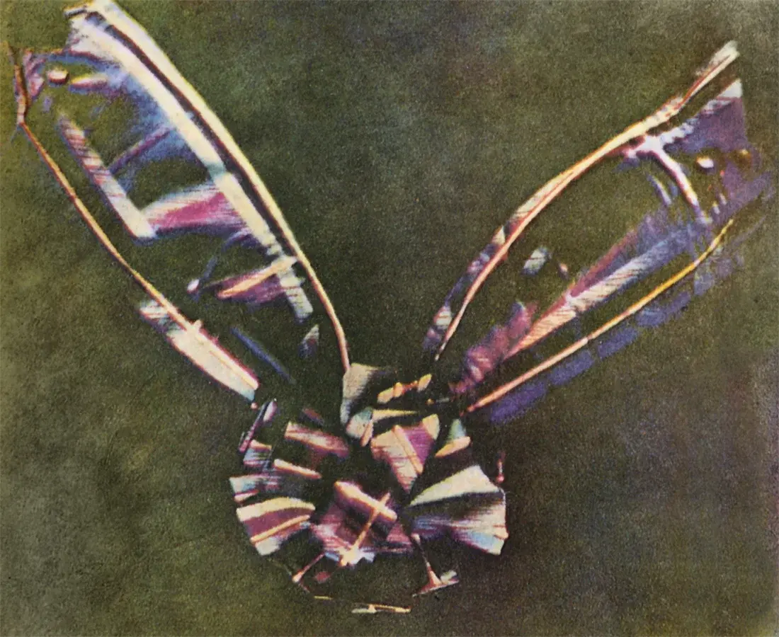 The first color photograph taken by James Clerk Maxwell in 1855.